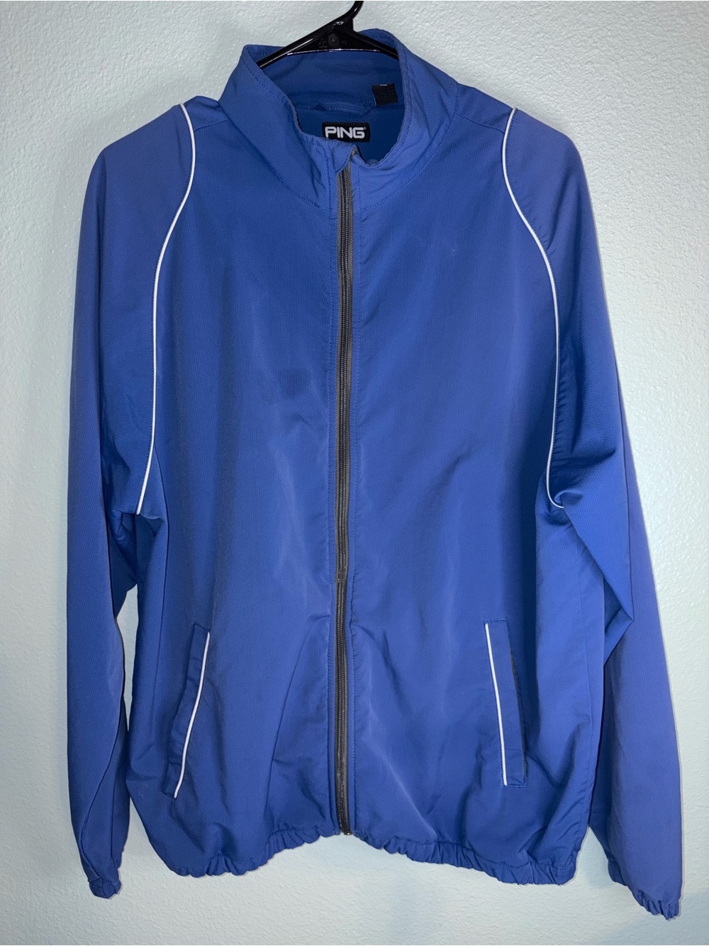 PING Men’s Royal Blue Lightweight Full-Zip Jacket with White Piping